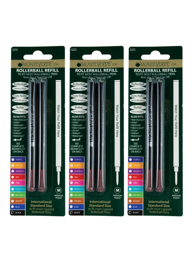 Monteverde عبوة إعادة تعبئة قلم رولر بال سيراميك، أسود، 6 عبوات (G233BK) - Image 3