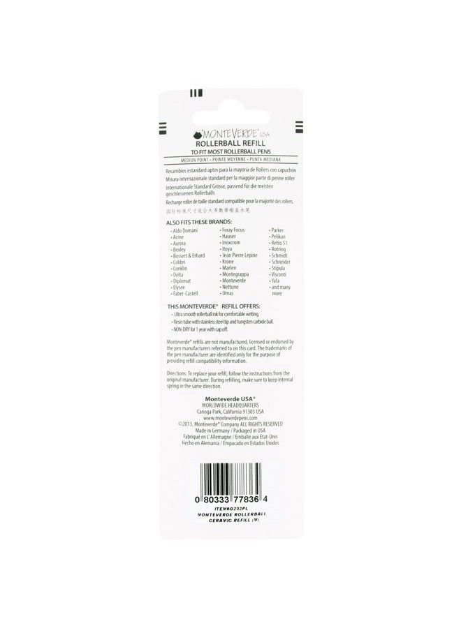 Monteverde عبوة إعادة تعبئة قلم رولر بال سيراميك، أسود، 6 عبوات (G233BK) - Image 4
