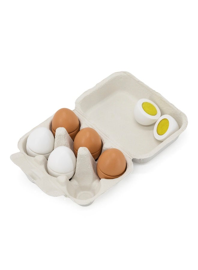 Viga Wooden Eggs to Cut Set for Kids Aged 3 and Up – 6-Piece Pretend Play Food with Carton – Safe Wooden Toy for Roleplay and Learning - Image 3
