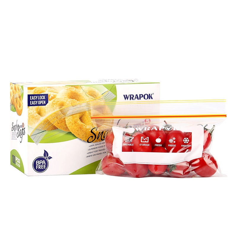 WRAPOK Small Freezer Bags Ziplock Sandwich Food Bags Reusable Snack Lunch Bag for School Kids  63 x 4 Inch100 Count