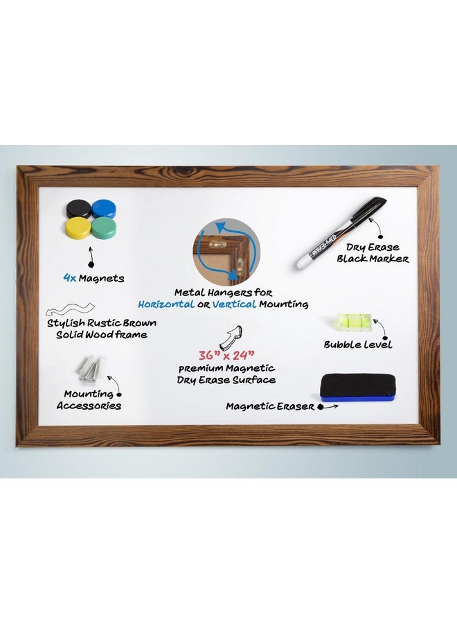 Better Office Products Netic Dry Erase Whiteboard, 24" X 36", Vertical/Horizontal Wall Mount, Includes Black Marker, Eraser And 4 Magnets, By Better Office Products (Rustic Brown)  - Image 3
