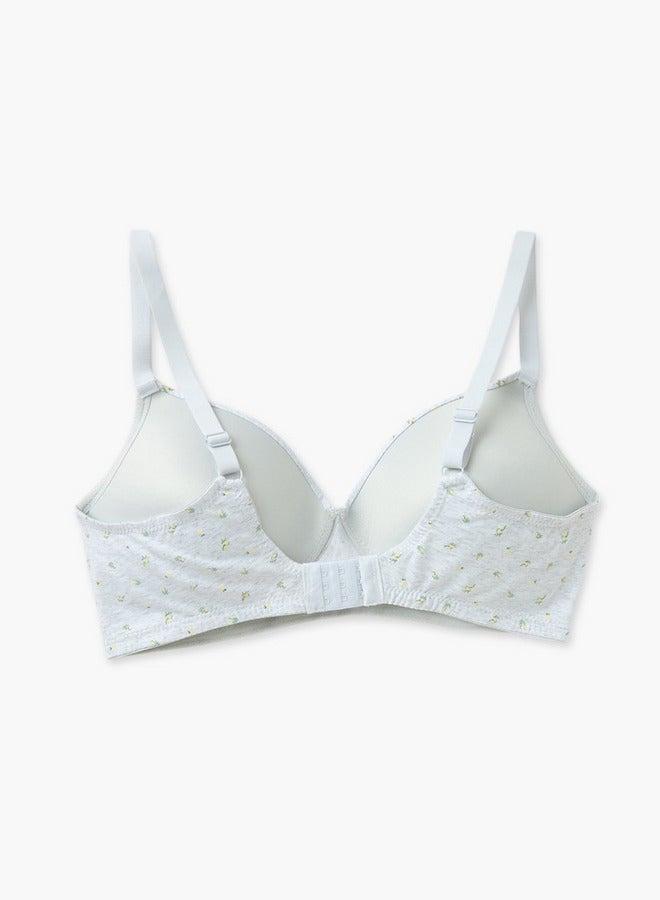 Splash FAV All-Over Floral Print Non-Wired Bra with Hook and Eye Closure - Image 3