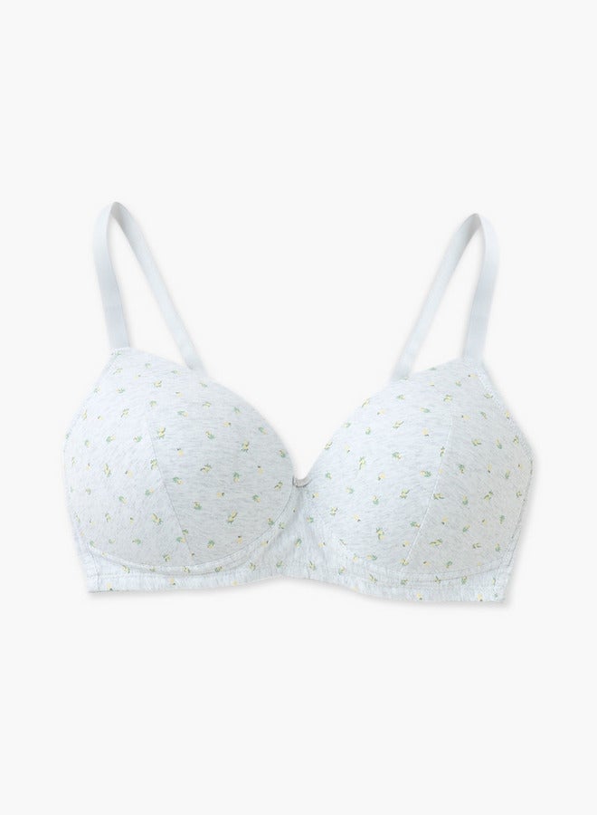 Splash FAV All-Over Floral Print Non-Wired Bra with Hook and Eye Closure - Image 1
