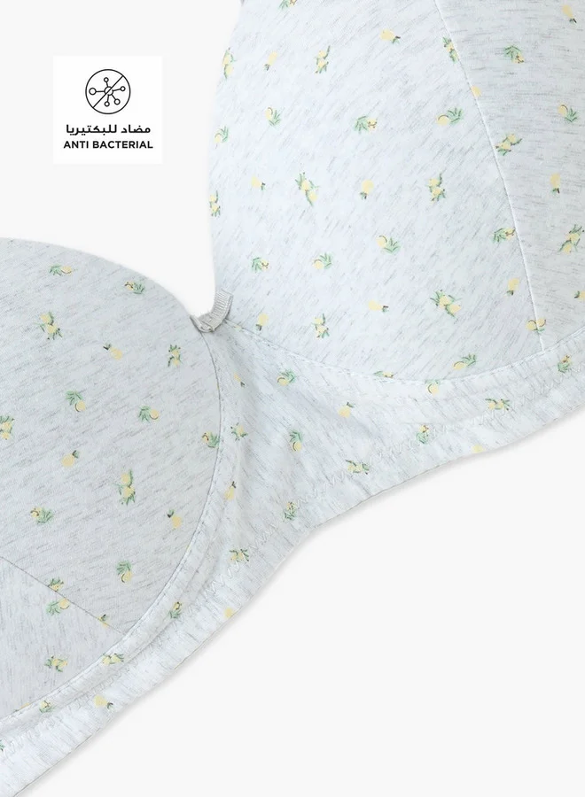 سبلاش فيڤ حمالة صدر بطبعة زهور شاملة بدون أسلاك بإغلاق بخطاف وعين