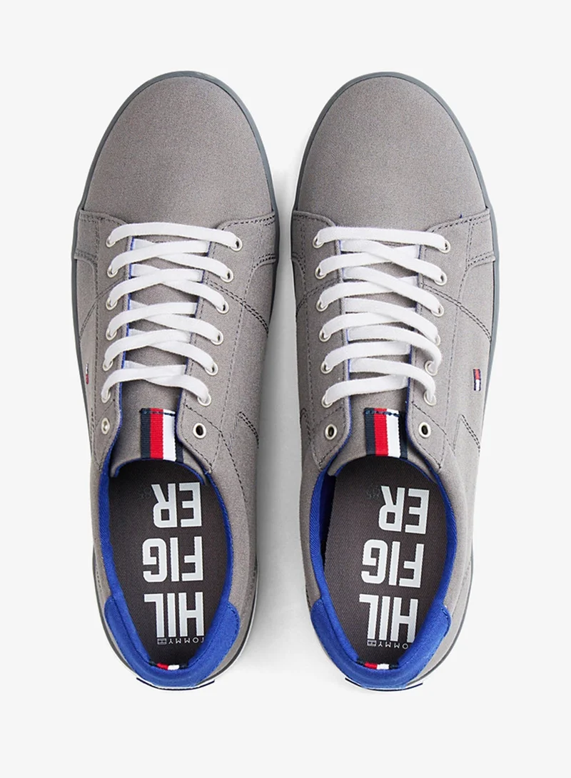 TOMMY HILFIGER STEEL GREY Canvas Lace Up Low Top Sneakers for Men | Best Price UAE