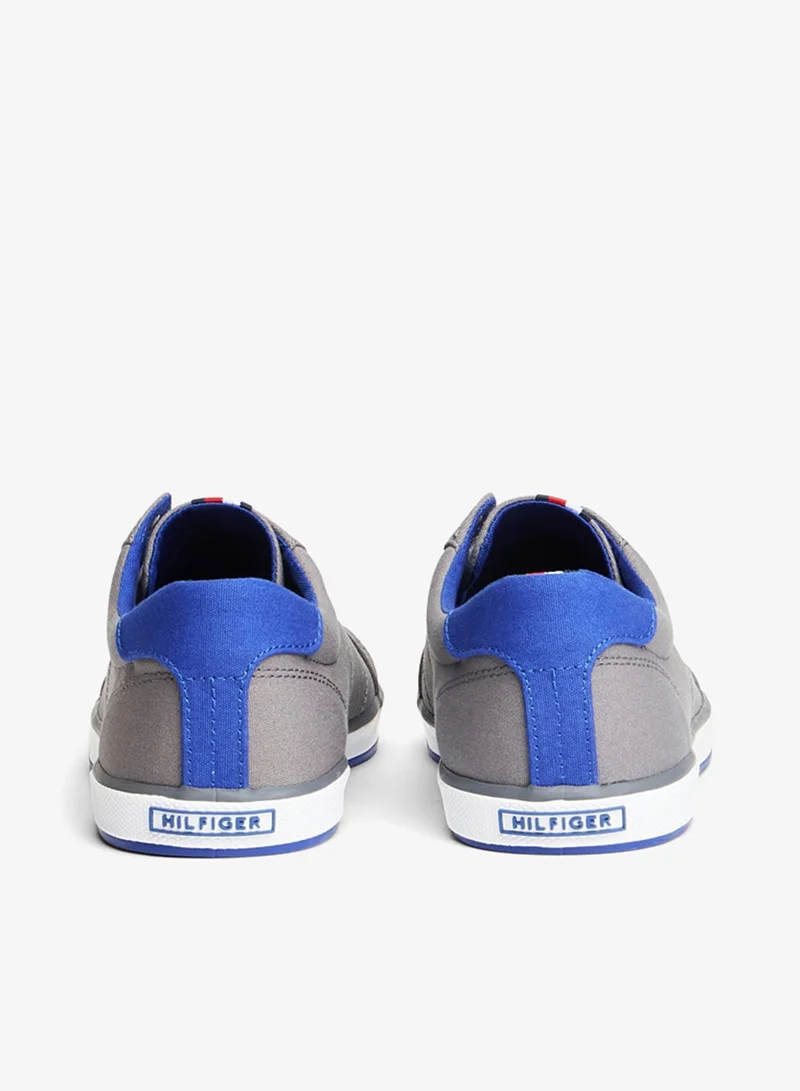 TOMMY HILFIGER STEEL GREY Canvas Lace Up Low Top Sneakers for Men | Best Price UAE