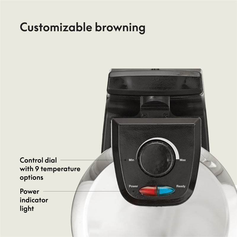 bella Classic Rotating Belgian Waffle Maker with Nonstick Plates, Removable Drip Tray, Adjustable Browning Control and Cool Touch Handles, Stainless Steel - Image 3