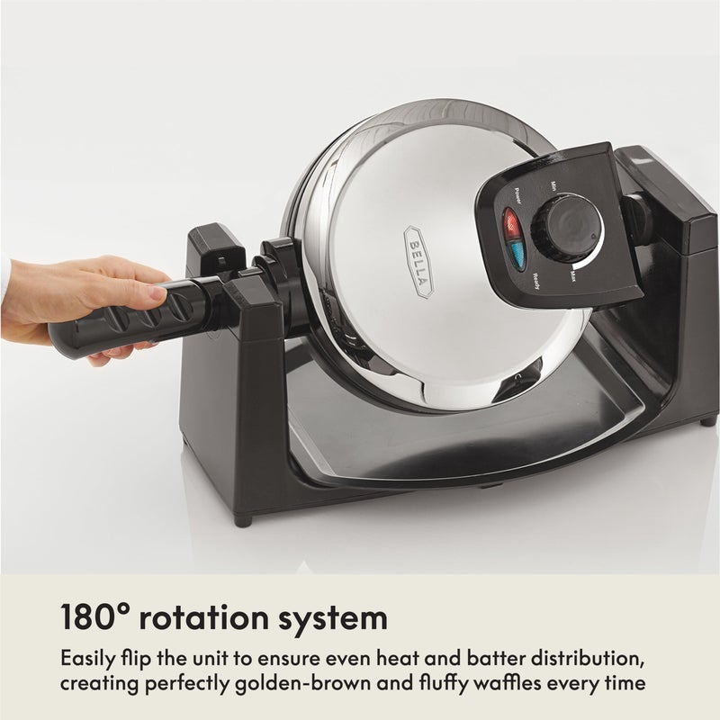 bella Classic Rotating Belgian Waffle Maker with Nonstick Plates, Removable Drip Tray, Adjustable Browning Control and Cool Touch Handles, Stainless Steel - Image 5