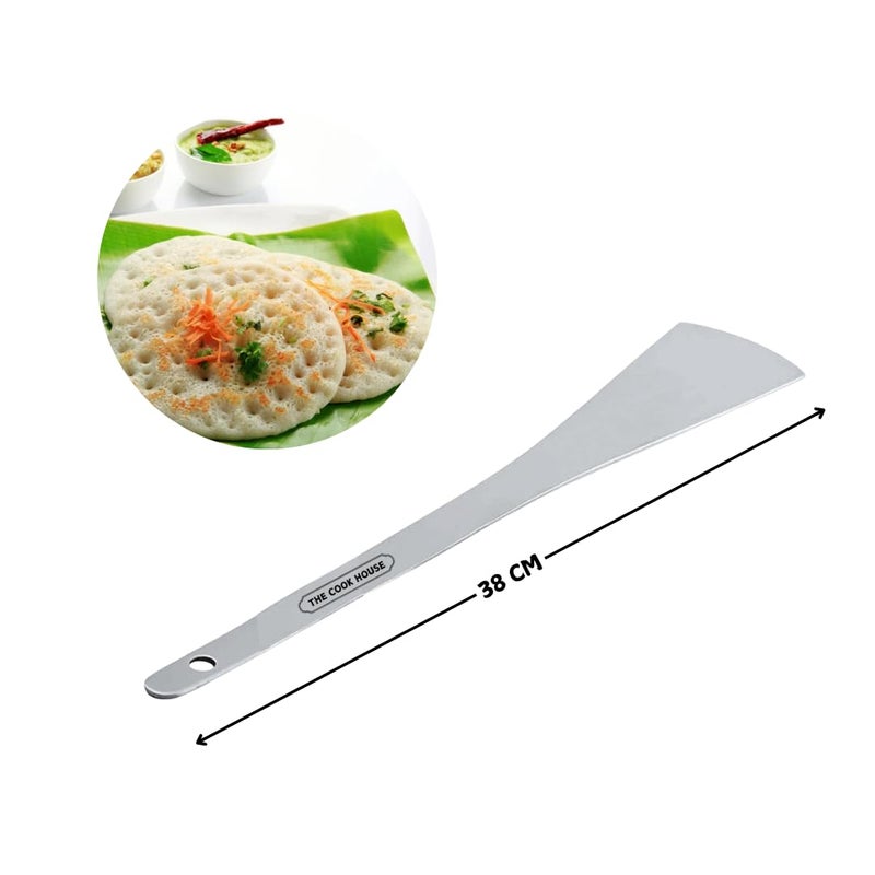 Stainless Steel Kitchen Tools LadleKarchhi Rice Spoon SkimmerJhara Slotted TurnerSpatulaPalta for Cooking Frying Serving Rice Turning Dosa Set of 3  - Image 3