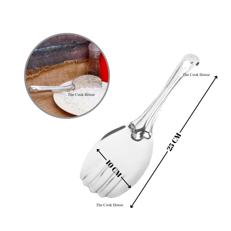 Stainless Steel Kitchen Tools LadleKarchhi Rice Spoon SkimmerJhara Slotted TurnerSpatulaPalta for Cooking Frying Serving Rice Turning Dosa Set of 3  - Image 2
