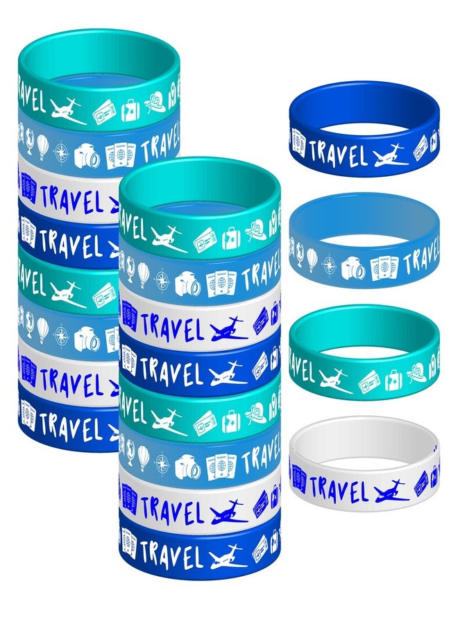 كوبا بلاي أساور مطاطية من كوبا بلاي بتصميم رحلات ومغامرات، 24 قطعة بالجملة، رحلة سعيدة، فلتبدأ المغامرة، في انتظار الرحيل، لوازم حفلات التقاعد، زينة، أساور معصم سيليكون لحفلات استقبال المولود، هدايا الحفلات - Image 1