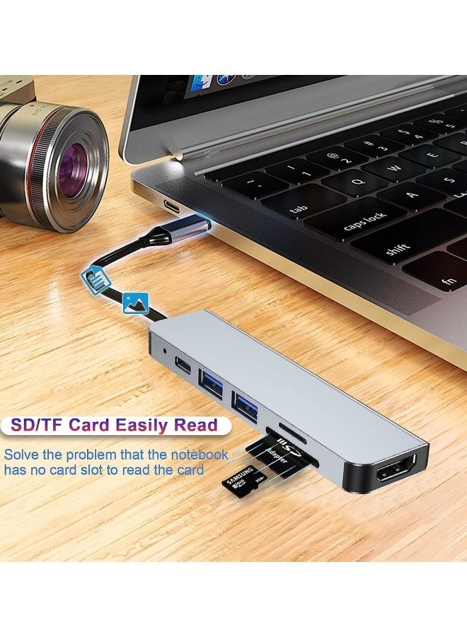 SUPER SO USB C Hub Multiport Adapter, 6-in-1 Dongle with 4K HDMI, USB 3.0, SD/TF Card Reader, 100W PD, Compatible with MacBook Pro & Air，etc  - Image 5