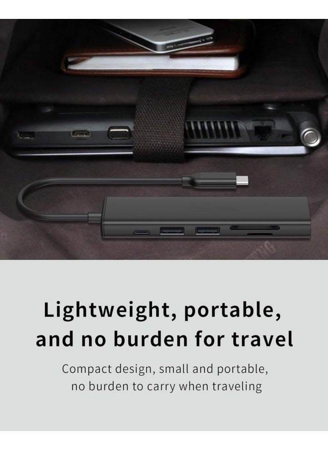 USB C Hub Multiport Adapter, 6-in-1 Dongle with 4K HDMI, USB 3.0, SD/TF Card Reader, 100W PD, Compatible with MacBook Pro & Air，etc