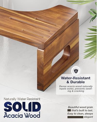 BLUEWEST Acacia Wood Foldable Toilet Stool for Adults, 7 Inch Poop Stool for Bathroom, Non-Slip Toilet Step Stool with Space-Saving Collapsible Design - Image 2
