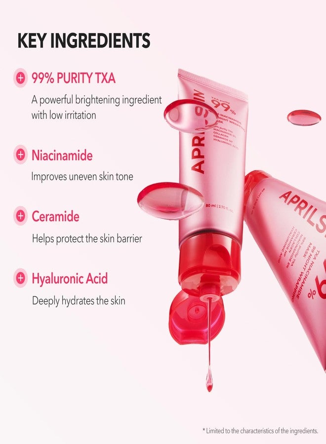 APRILSKIN TXA Niacinamide 99 Overnight Wrapping Mask | 99% High-Purity TXA+Niacinamide for Uneven Skin Tone | Overnight Skin Booster for Toning Care, Firming & Pore Care | 80ml, 2.70 fl.oz. - Image 4