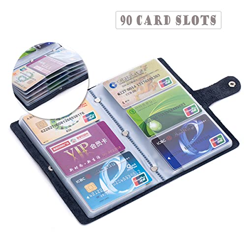 boshiho Leather Credit Card Holder Business ID Card Case Book Style 90 Count Name Card Holder Book (Blue) - Image 2