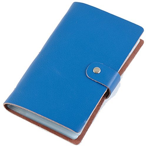 boshiho Leather Credit Card Holder Business ID Card Case Book Style 90 Count Name Card Holder Book (Blue) - Image 1