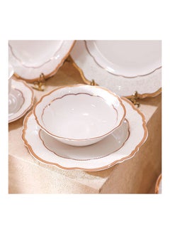DANUBE HOME Aretha 32 Piece New Bone China Dinner Set Serve 6 New Bone China Modern Houseware Dinner Set L 37.5x27.5 X H 28.5 cm Gold  - Image 3