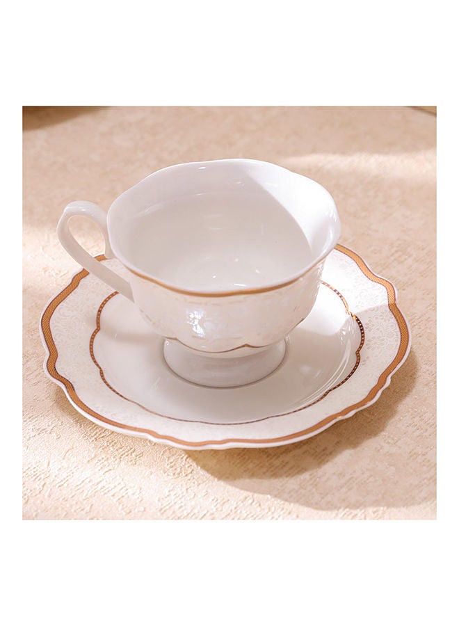 DANUBE HOME Aretha 32 Piece New Bone China Dinner Set Serve 6 New Bone China Modern Houseware Dinner Set L 37.5x27.5 X H 28.5 cm Gold - Image 4