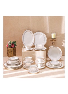 DANUBE HOME Aretha 32 Piece New Bone China Dinner Set Serve 6 New Bone China Modern Houseware Dinner Set L 37.5x27.5 X H 28.5 cm Gold  - Image 2