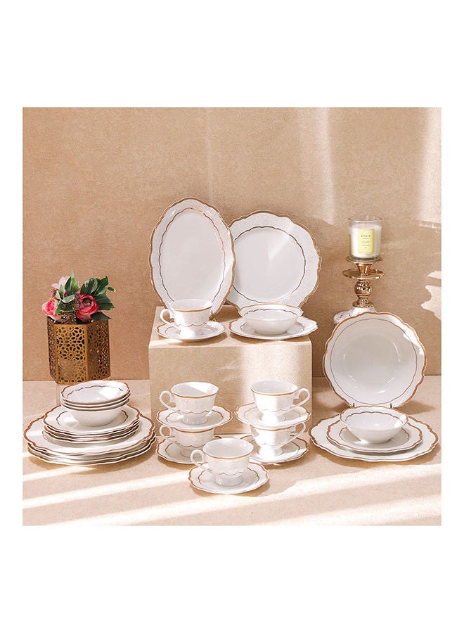 DANUBE HOME Aretha 32 Piece New Bone China Dinner Set Serve 6 New Bone China Modern Houseware Dinner Set L 37.5x27.5 X H 28.5 cm Gold - Image 2