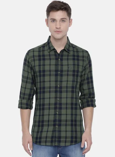 The Indian Garage Co Men Slim Fit Checkered Full Sleeves Spread Collar Casual Shirt