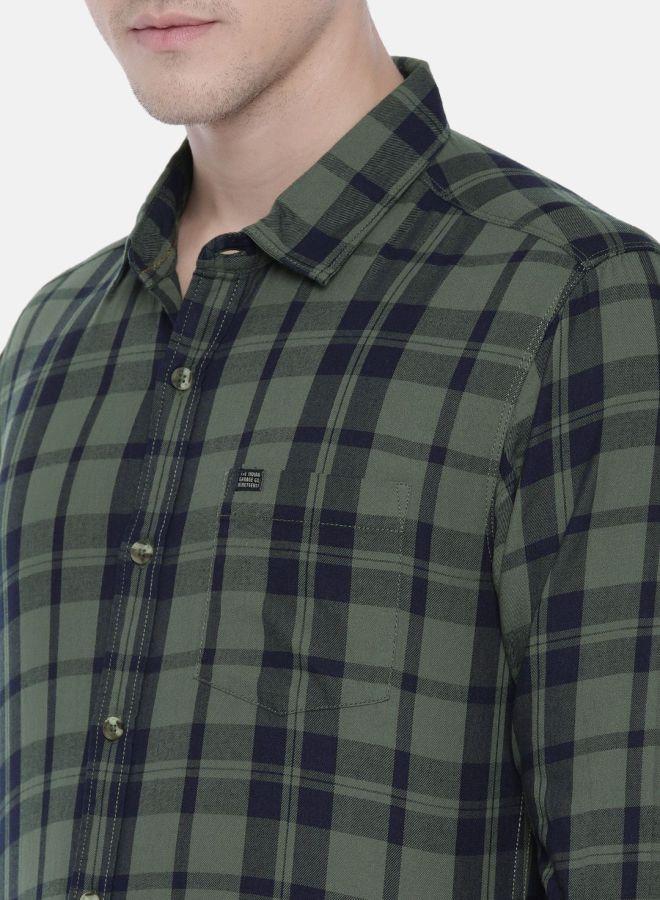 The Indian Garage Co Men Slim Fit Checkered Full Sleeves Spread Collar Casual Shirt - Image 5