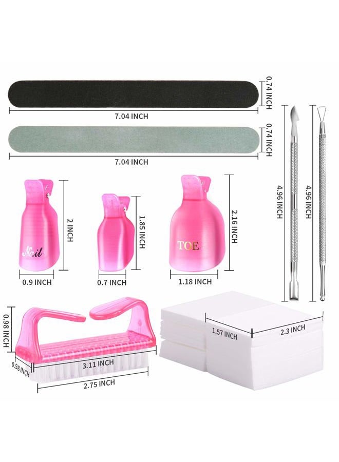 Teenitor طقم أدوات إزالة طلاء الأظافر الجل مع مشابك النقع، دافع الجلد، مقشر، كاشط، وسادات إزالة، ملفات، كتلة تلميع، فرشاة أظافر وردية - Image 2