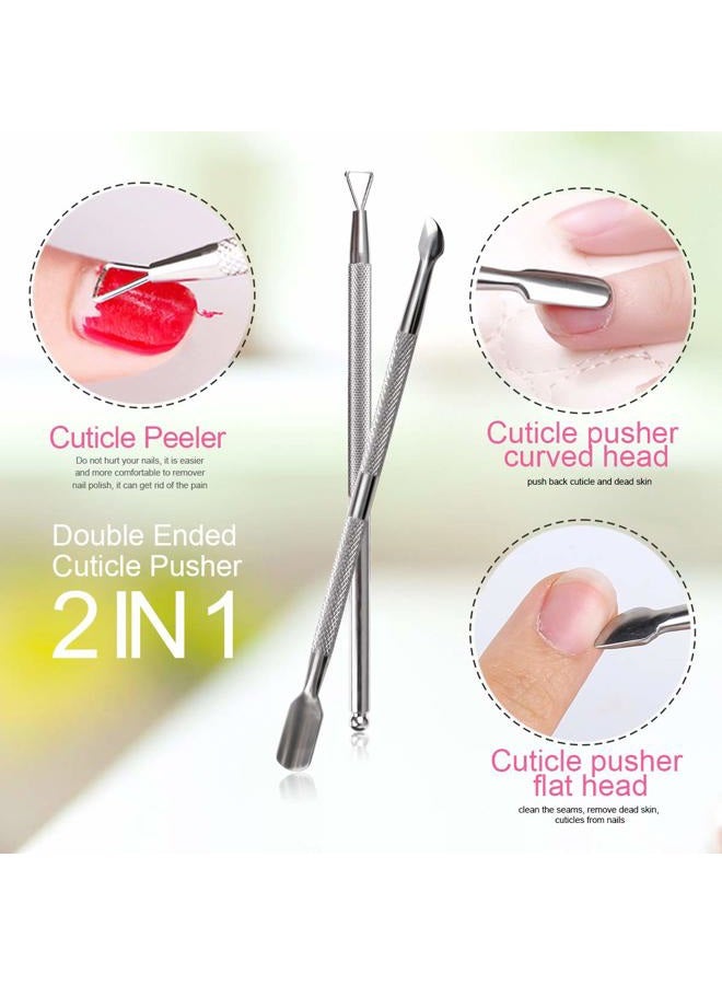 Teenitor طقم أدوات إزالة طلاء الأظافر الجل مع مشابك النقع، دافع الجلد، مقشر، كاشط، وسادات إزالة، ملفات، كتلة تلميع، فرشاة أظافر وردية - Image 5