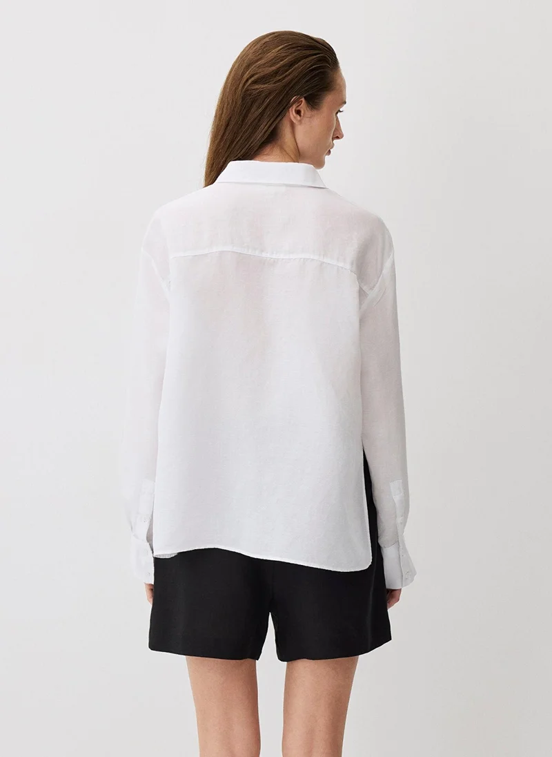 مافي White Tencel TM Lyocell Blend Shirt