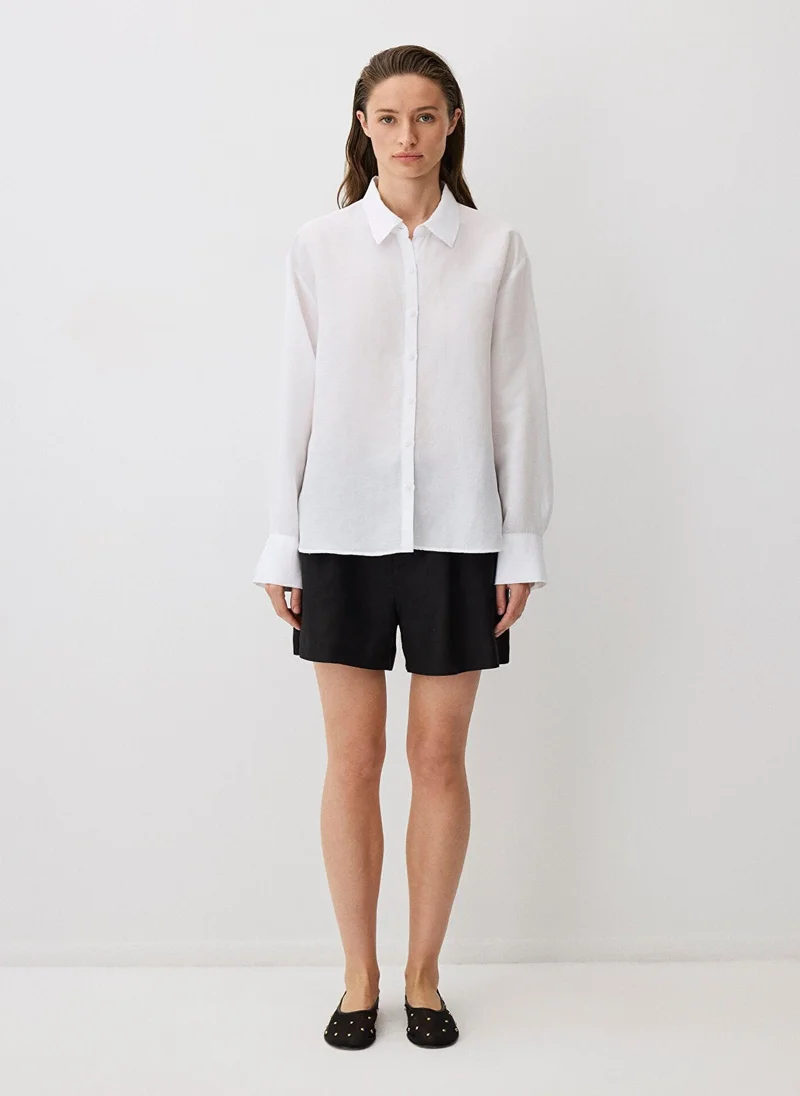 مافي White Tencel TM Lyocell Blend Shirt