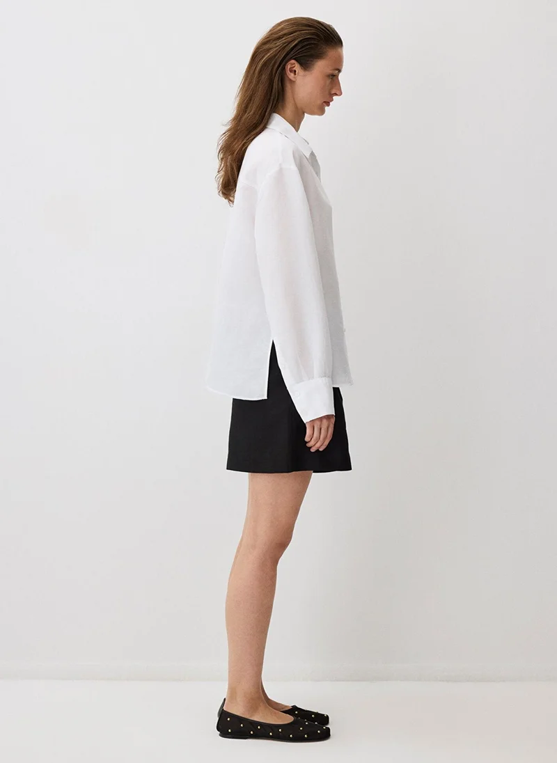 مافي White Tencel TM Lyocell Blend Shirt