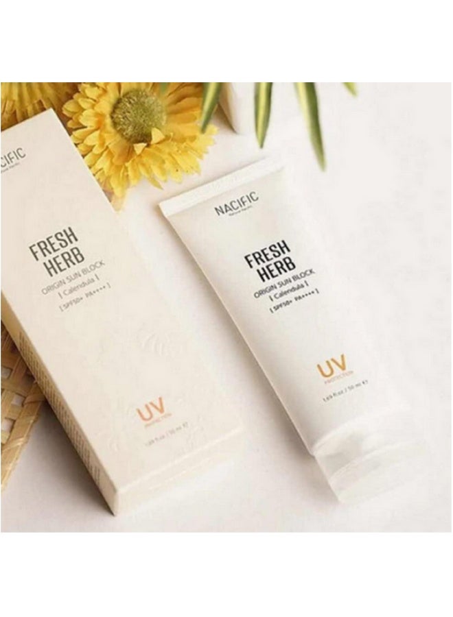NACIFIC Fresh Herb Origin Sun Block Calendula SPF50+ PA++++ – Moisturizing Sunscreen – 50ml - Image 1