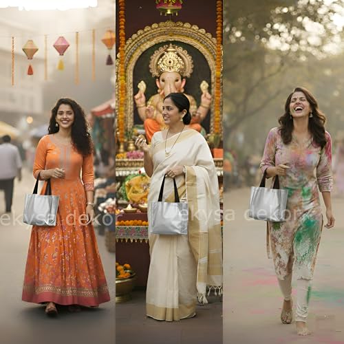 ekysa dekor Silver Metallic Bags with Handles (Pack of 5) - 9x7x3 Inches, Reusable Non-woven Laminated Eco-Friendly Glossy Tote Bags for Wedding/Party Return Gift, Festive Hamper (Water-Resistant) - Image 4