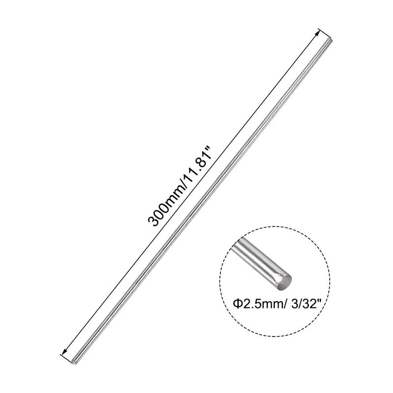 uxcell 2.5mm x 300mm 304 Stainless Steel Solid Round Rod for DIY Craft - 5pcs - Image 2