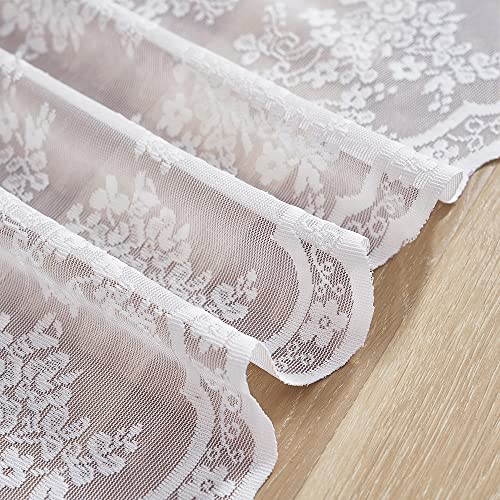 YJ YANJUN White Lace Curtains - 36 Inch Length Country Cafe Kitchen Sheer Tier Short Curtains for Bathroom - 2 Panels 26 x 36 Inch - Image 5