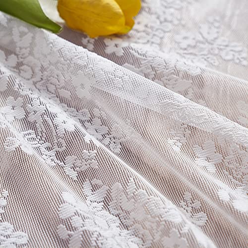 YJ YANJUN White Lace Curtains - 36 Inch Length Country Cafe Kitchen Sheer Tier Short Curtains for Bathroom - 2 Panels 26 x 36 Inch - Image 4