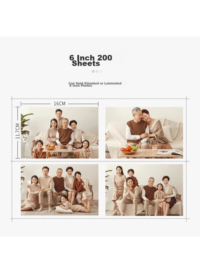 Jiamo Photo Al, 6-inch Family Al, Large Capacity, Laminated Pages, Children's Growth Record Book, Baby Diy Customization, Couple's Travel Record, 200 Photo Book - Image 3