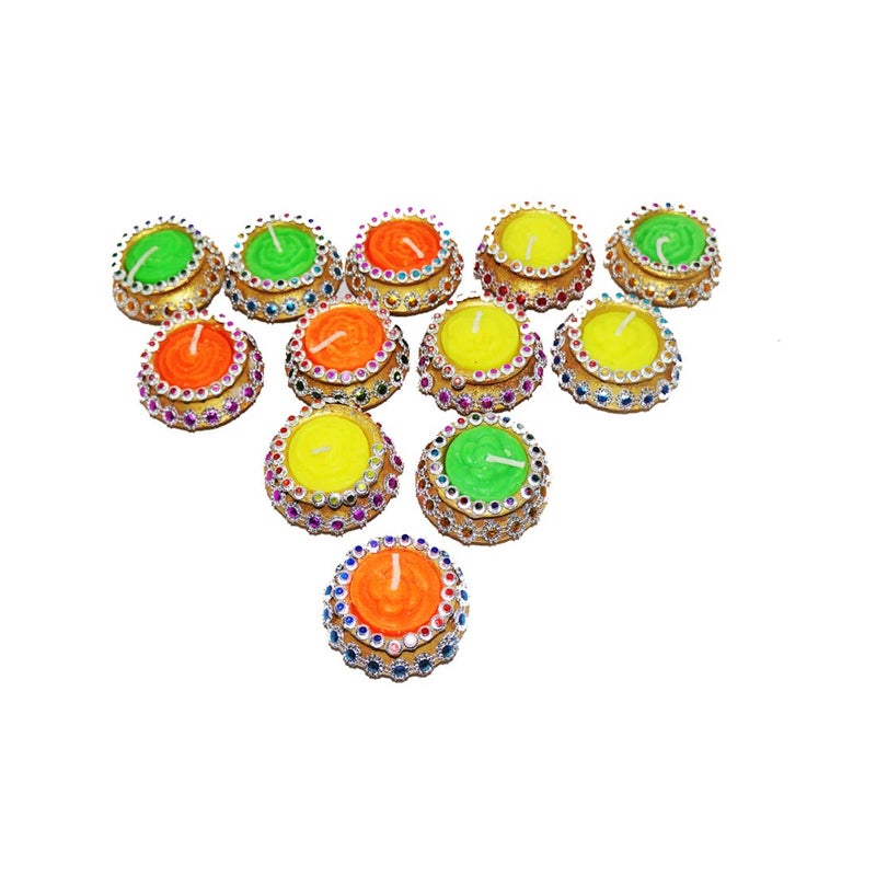 MUREN MUREN Carnival HandCrafted Attractive Clay Matki and Patili Diwali Diya Candles for Diwali Festival Items for Home Diwali Lights Diyas Set of 12  - Image 1