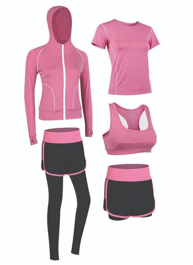 ZCM-HAPPY - 5-Piece Women's Tracksuit Set Sports Yoga Fitness Tennis Running - Image 1