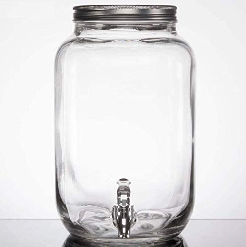 Home-Cart 1 Piece Mason Jar Beverage Drink Dispenser 4 Litre Glass Pitcher with tap/Spigot and Steel lid - Image 2