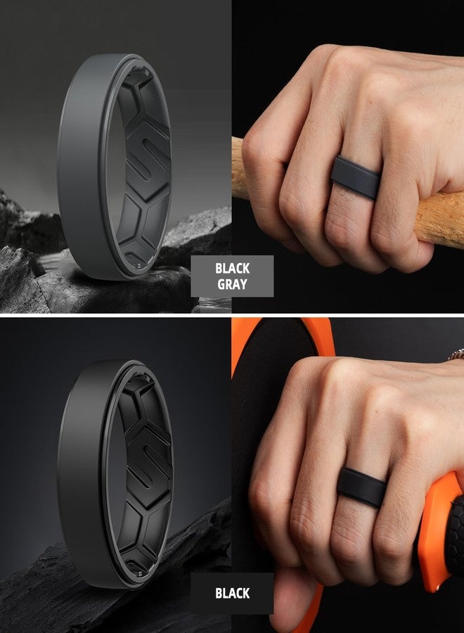 Egnaro Men's Silicone Rings 10mm Wide 2.5mm Thick, Rubber Wedding Bands, Multipack 1/4/7 Breathable Comfort Fit For Workout, 9.5-10(19.80mm), Silicone, No Gemstone - Image 3