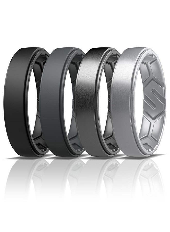 Egnaro Men's Silicone Rings 10mm Wide 2.5mm Thick, Rubber Wedding Bands, Multipack 1/4/7 Breathable Comfort Fit For Workout, 9.5-10(19.80mm), Silicone, No Gemstone - Image 1