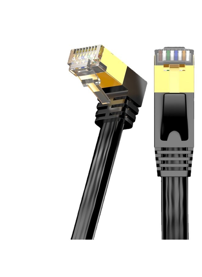 Generic Class 7 Flat Network Cable Elbow 90 Degrees Class 7 Shielded Pure Copper 10 Trillion High-speed Home Computer Broadband-Color:Flat Line-White (Upbend To Straight)-Line Length:0.5m  - Image 2
