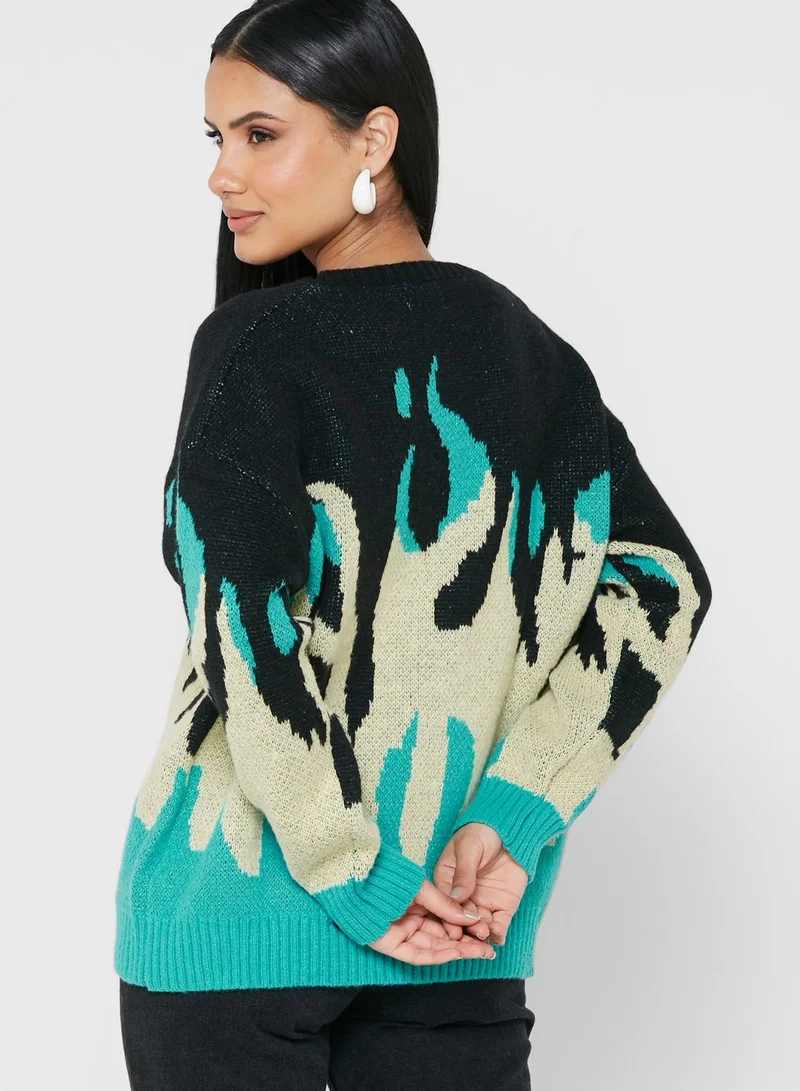 Ginger Flame Print Sweater