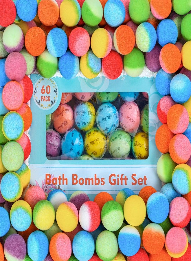 PickMora 60 Pcs Bath Bombs Set - Massive Quantity Natural Bath Bombs for Kids/Women/Men Individually Wrapped Handmade Organic Bath Supplies Relaxing Kit - for Birthday, Christmas, Mother's Day - Image 1