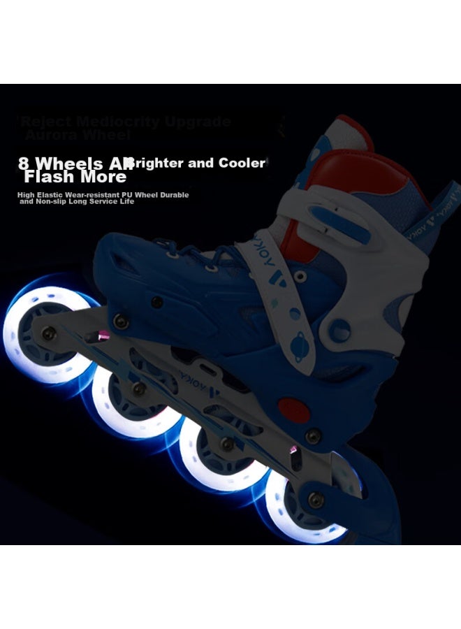 فوكي Voky Roller Skates، Inline Skates للفتيات والفتيان، زلاجات الأطفال، زلاجات المبتدئين، Deep Sea Blue، المقاس L - Image 2