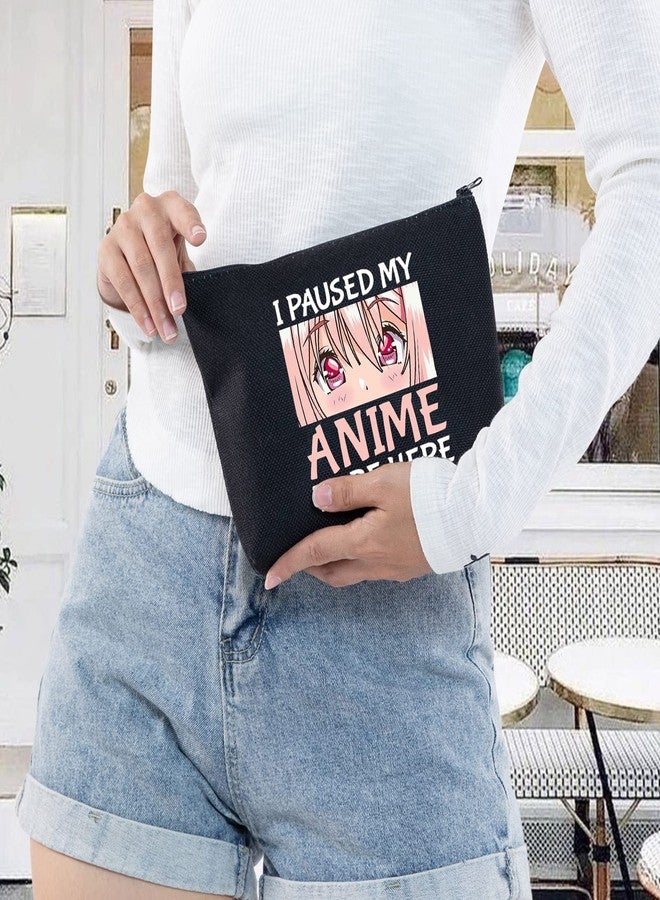 ليفلو حقيبة مستحضرات تجميل LEVLO بتصميم فتاة أنمي، هدية مستوحاة من شخصيات الأنمي، حقيبة مكياج بسحاب، منتج تنكري لشخصية أنمي (أسود من الأنمي الخاص بي) - Image 5