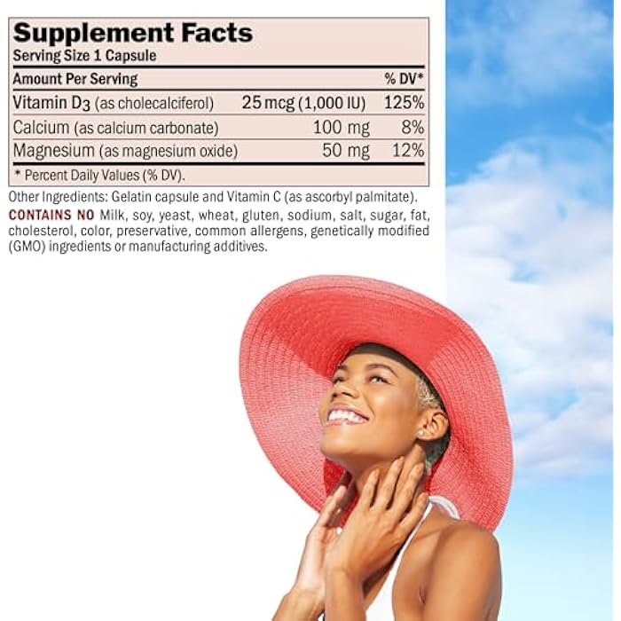 ANDREW LESSMAN Vitamin D3 1000 IU 60 Capsules - High Potency, Essential for Calcium Absorption, Supports Bone Health, Healthy Muscle Function, Immune System, More. Small Easy to Swallow Capsules - Image 2