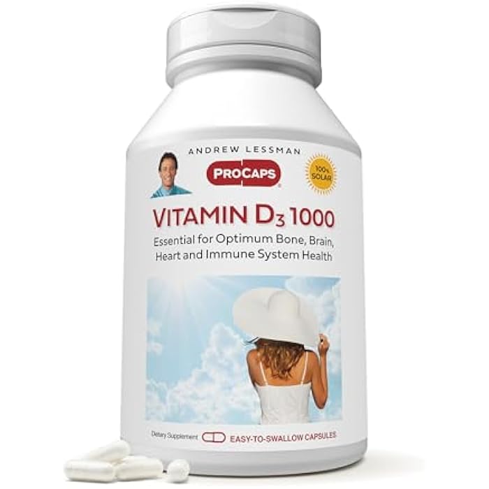 ANDREW LESSMAN Vitamin D3 1000 IU 60 Capsules - High Potency, Essential for Calcium Absorption, Supports Bone Health, Healthy Muscle Function, Immune System, More. Small Easy to Swallow Capsules - Image 1